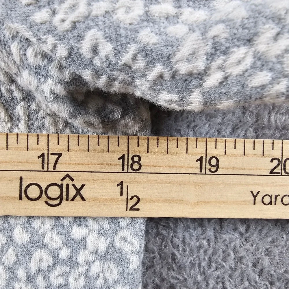 LOFT Grey White Textured‎ Knit Puff Sleeve Square Neck Top Womens Medium